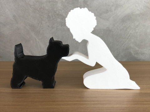 Girl and her West Terrier - afro hair 3D 프린트 모델