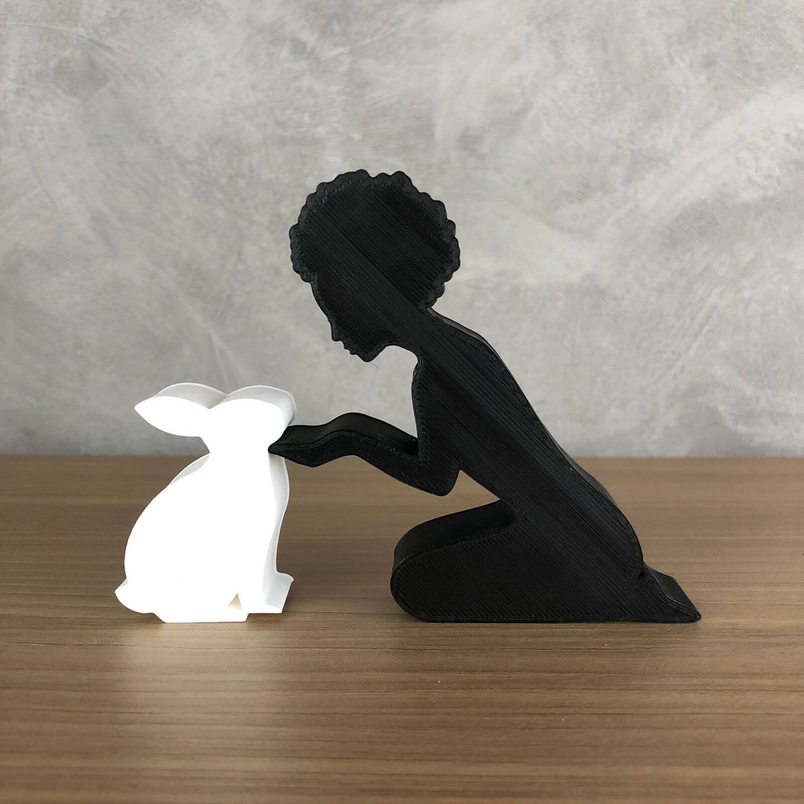 Girl and her Rabbit - afro hair 3D Print Model .c4d .max .obj .3ds .fbx .stl .blend 