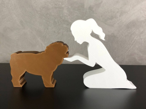 Girl and her Bulldog - tied hair 3D-Druckmodell