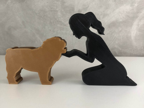 Girl and her Bulldog - tied hair 3D-Druckmodell