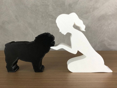 Girl and her Bulldog - tied hair 3D-Druckmodell