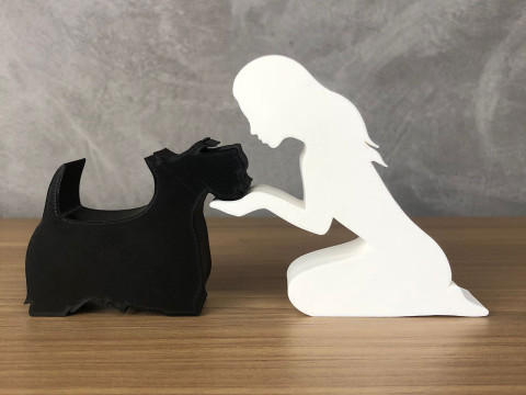 Girl and her Scottish Terrier - straight hair 3D 프린트 모델