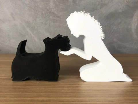 Girl and her Scottish Terrier - wavy hair 3D Print Model