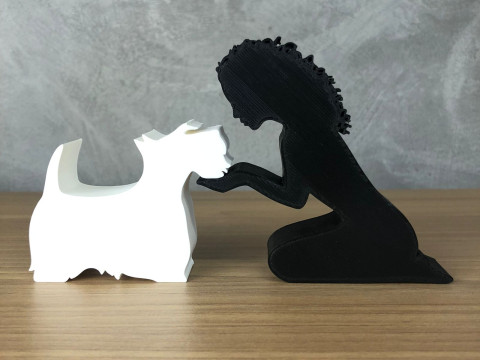 Girl and her Scottish Terrier - wavy hair 3D Принт Модель
