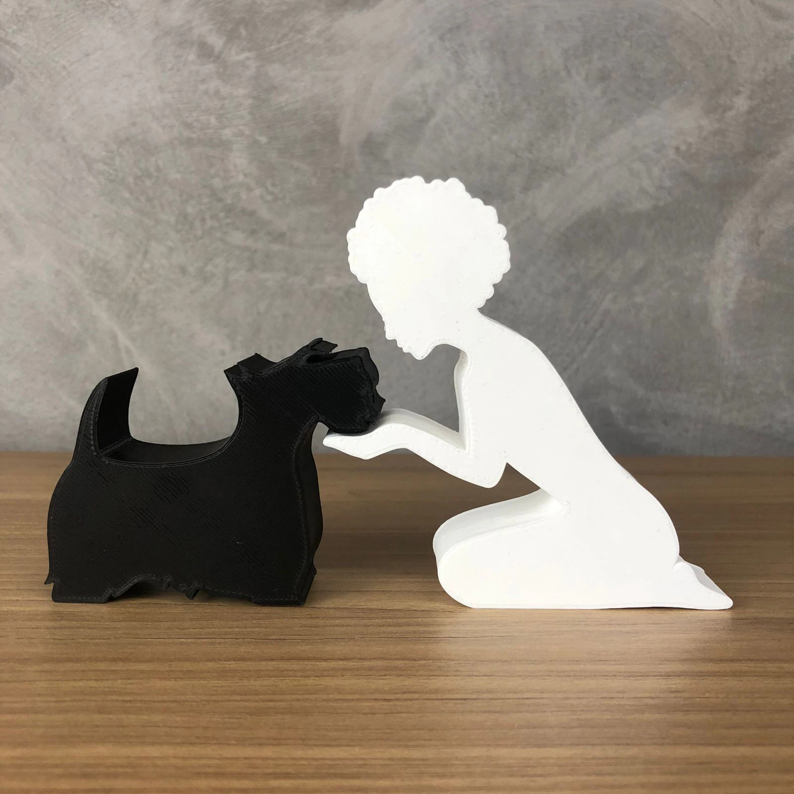 Girl and her Scottish Terrier - afro hair 3D Print Model .c4d .max .obj .3ds .fbx .stl .blend 