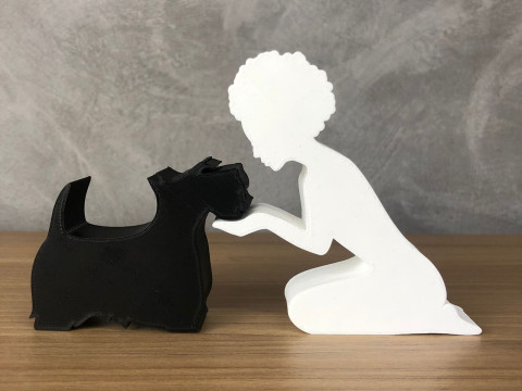 Girl and her Scottish Terrier - afro hair 3D 프린트 모델