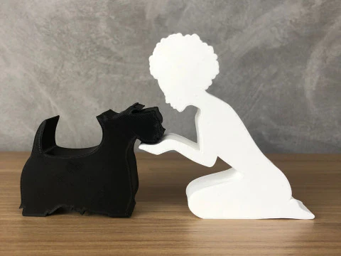 Girl and her Scottish Terrier - afro hair 3D Print Model