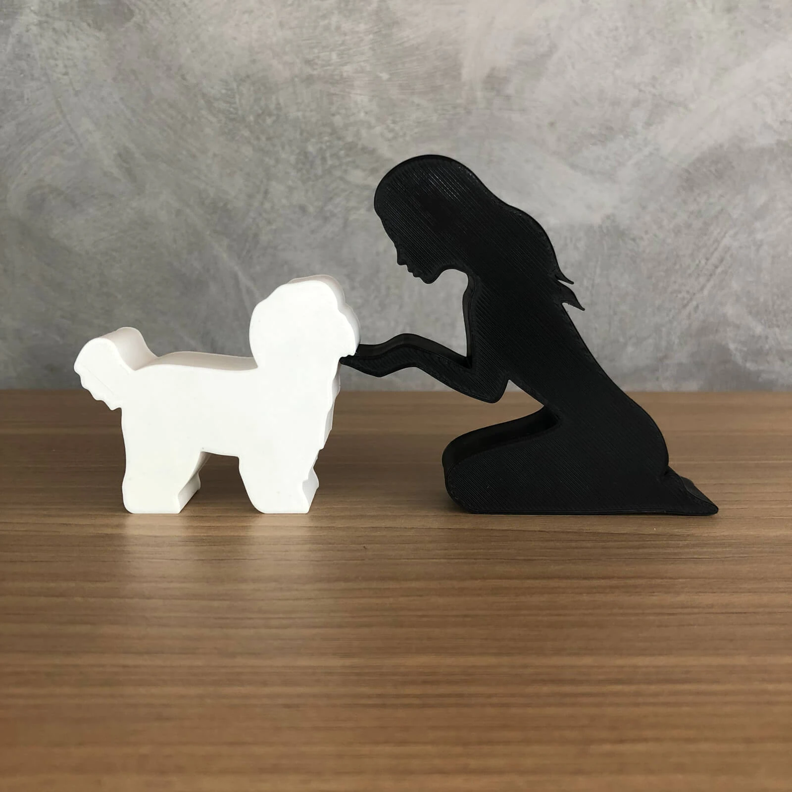 Дівчинка та її Ши-тцу - пряме волосся 3D Принт Модель .c4d .max .obj .3ds .fbx .stl .blend 