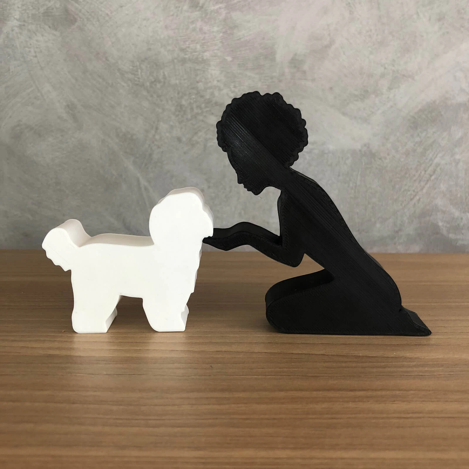 Girl and her Shih tzu - afro hair 3D Print Model .c4d .max .obj .3ds .fbx .stl .blend 