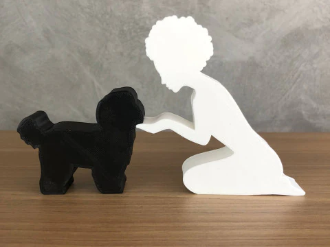 Girl and her Shih tzu - afro hair 3D Print Model