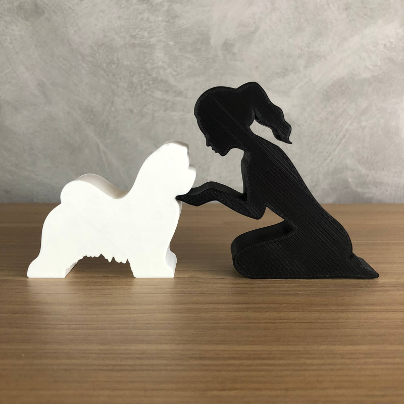 Girl and her Shih tzu - tied hair Modelo de Impressão 3D .c4d .max .obj .3ds .fbx .stl .blend 