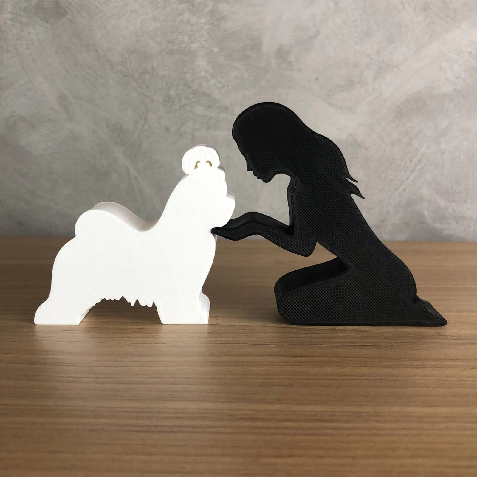Girl and her Shih tzu - straight hair 3D Print Model .c4d .max .obj .3ds .fbx .stl .blend 