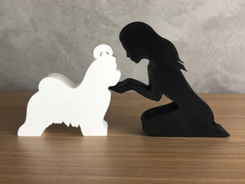 Дівчинка та її Ши-тцу - пряме волосся 3D Принт Модель