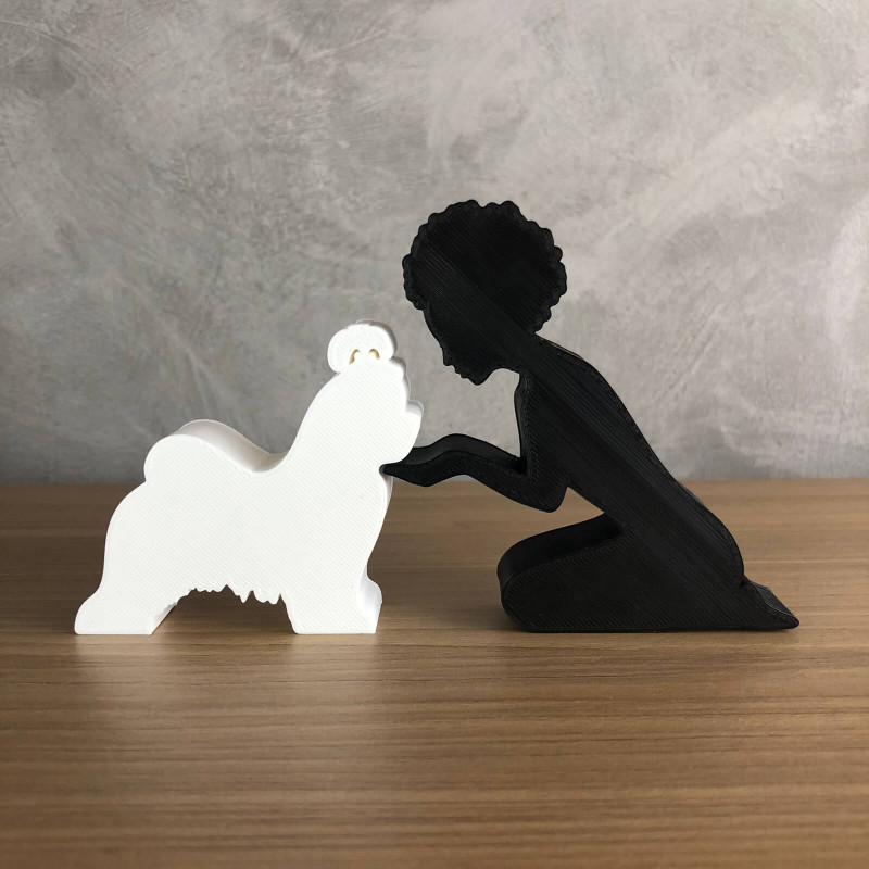 Girl and her Shih tzu - afro hair Modelo de impresión 3D .c4d .max .obj .3ds .fbx .stl .blend 
