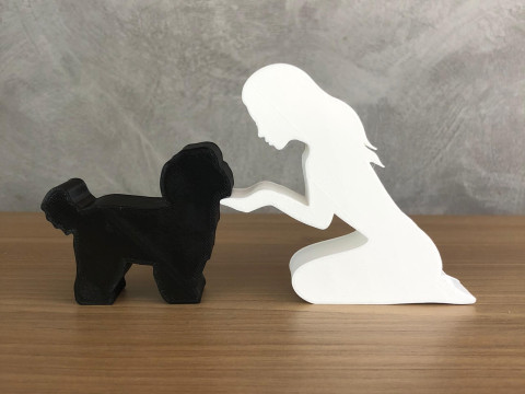 Girl and her Maltese - straight hair 3D प्रिंट मॉडल