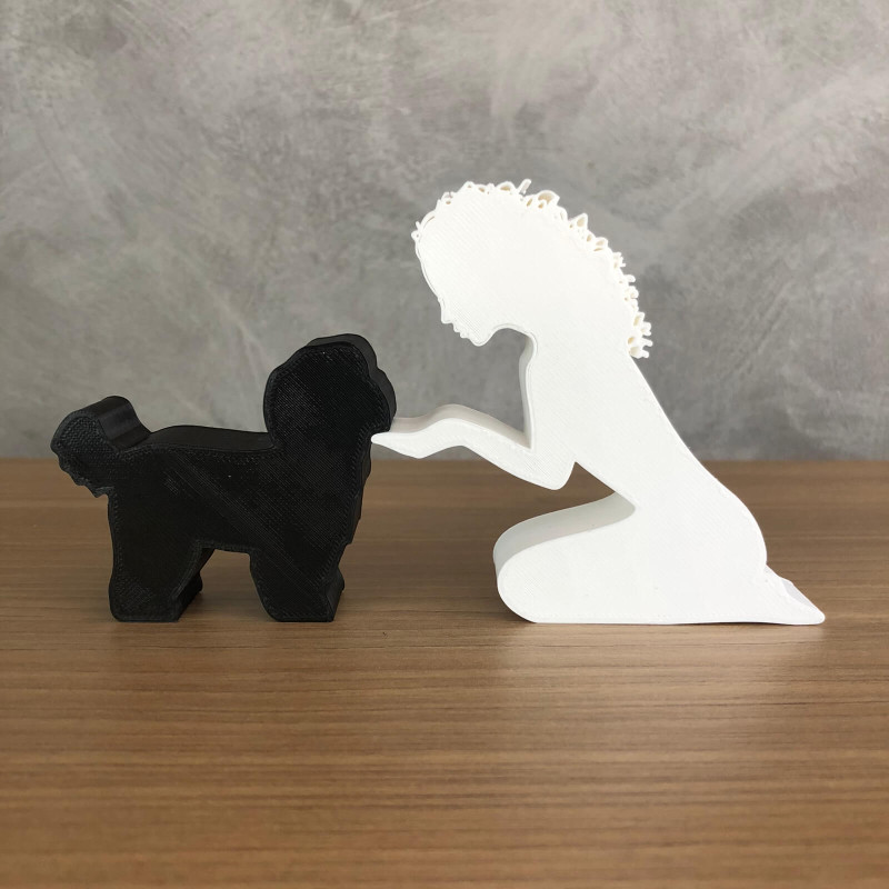 Girl and her Maltese - wavy hair 3D 打印模型 .c4d .max .obj .3ds .fbx .stl .blend 