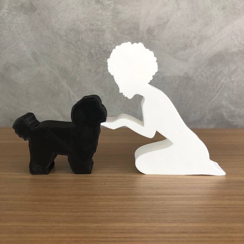 Girl and her Maltese - afro hair Modelo de impresión 3D .c4d .max .obj .3ds .fbx .stl .blend 