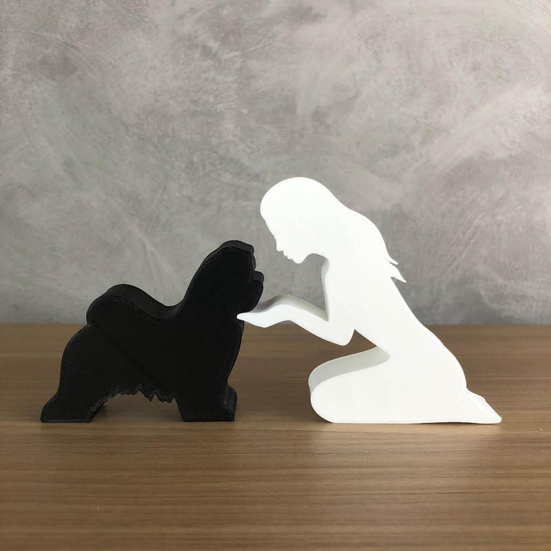 Girl and her Maltese - straight hair Modelo de Impressão 3D .c4d .max .obj .3ds .fbx .stl .blend 