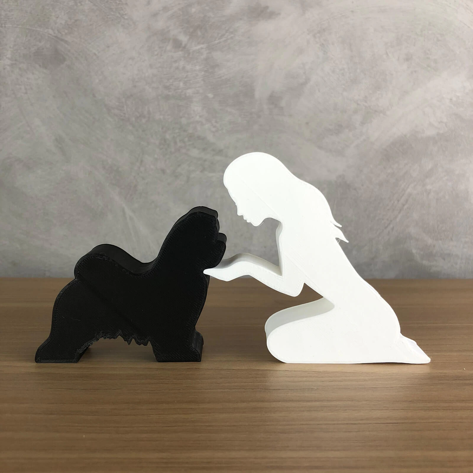 Girl and her Maltese - straight hair 3D Print Model .c4d .max .obj .3ds .fbx .stl .blend 