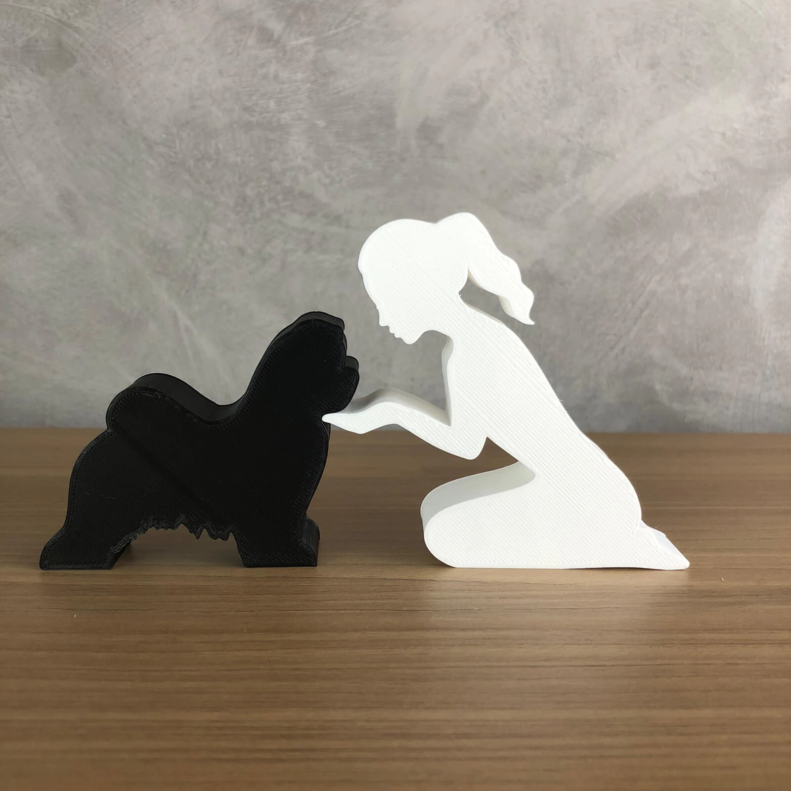 Girl and her Maltese - tied hair 3D Print Model .c4d .max .obj .3ds .fbx .stl .blend 