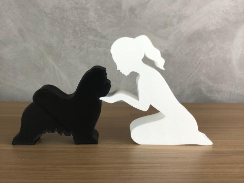 Girl and her Maltese - tied hair 3D Print Model