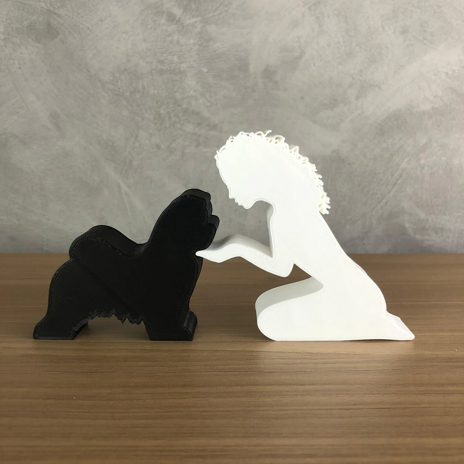 Girl and her Maltese - wavy hair 3D Print Model .c4d .max .obj .3ds .fbx .stl .blend 