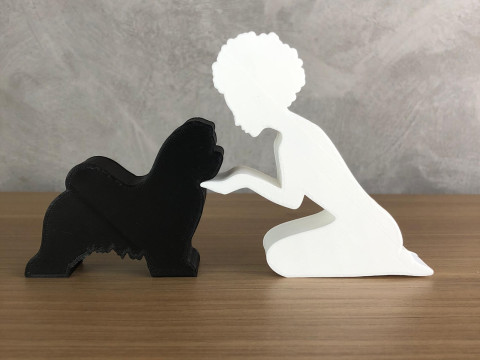 Girl and her Maltese - afro hair 3D 프린트 모델