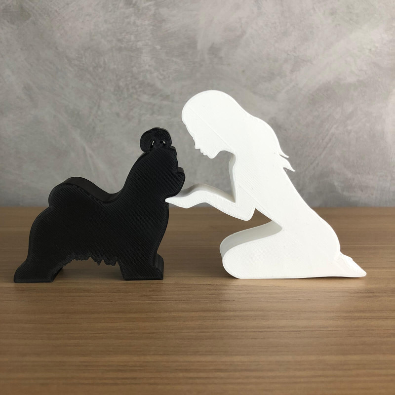 Girl and her Maltese - straight hair 3D प्रिंट मॉडल .c4d .max .obj .3ds .fbx .stl .blend 