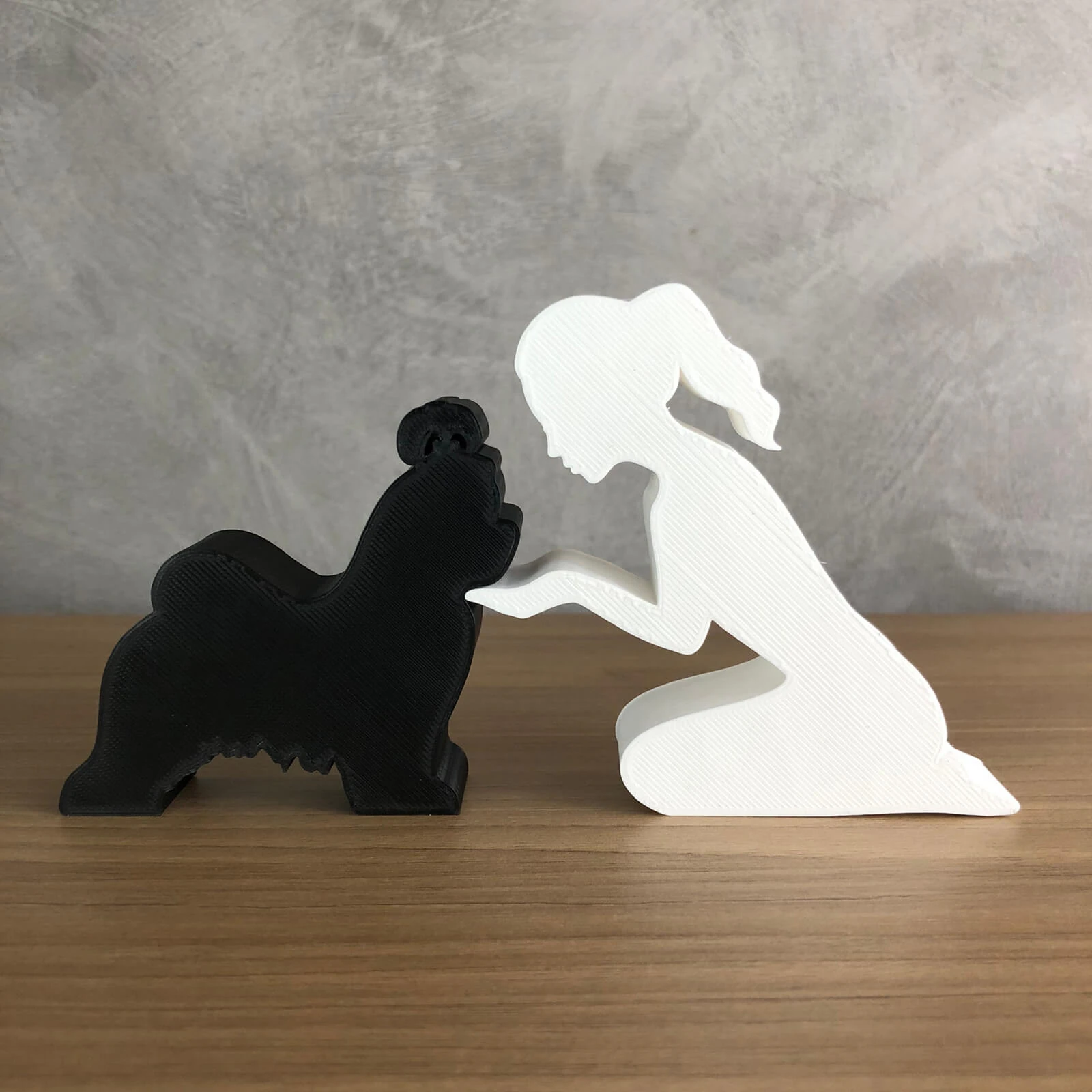 Girl and her Maltese - tied hair 3D Print Model .c4d .max .obj .3ds .fbx .stl .blend 
