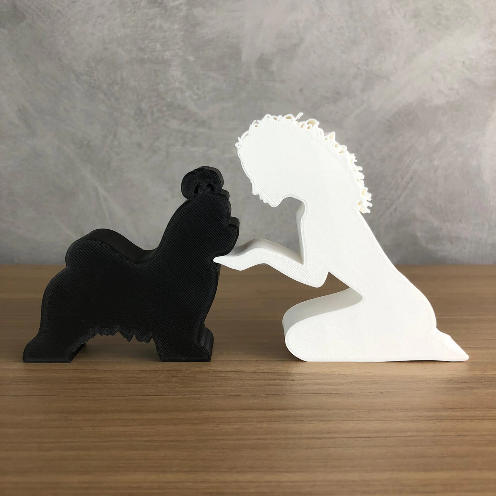 Girl and her Maltese - wavy hair 3D Print Model .c4d .max .obj .3ds .fbx .stl .blend 