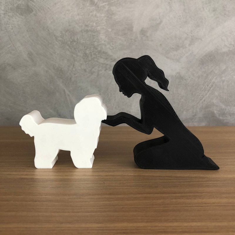 Girl and her lhasa apso - tied hair Modelo de Impressão 3D .c4d .max .obj .3ds .fbx .stl .blend 