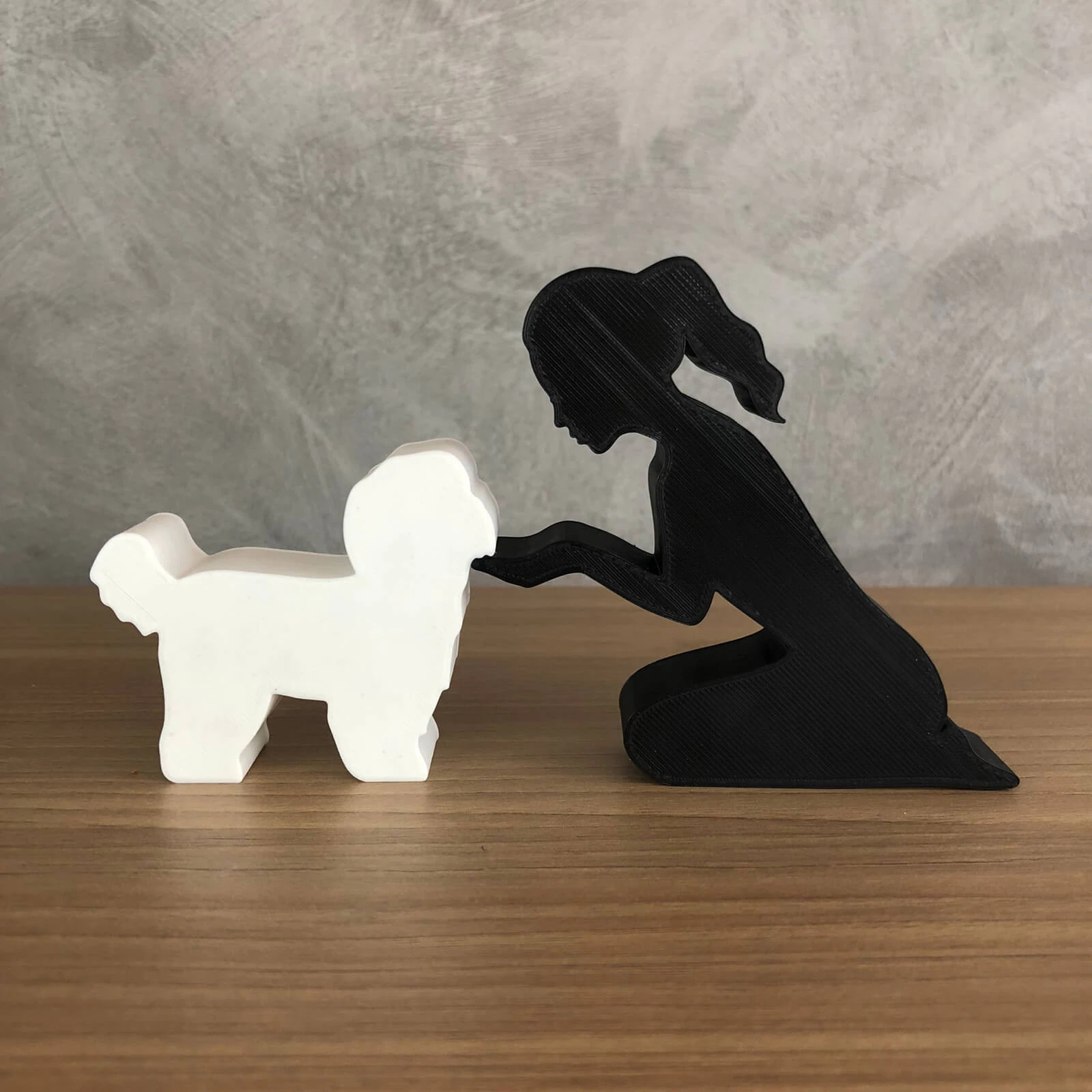 Girl and her lhasa apso - tied hair 3D Print Model .c4d .max .obj .3ds .fbx .stl .blend 