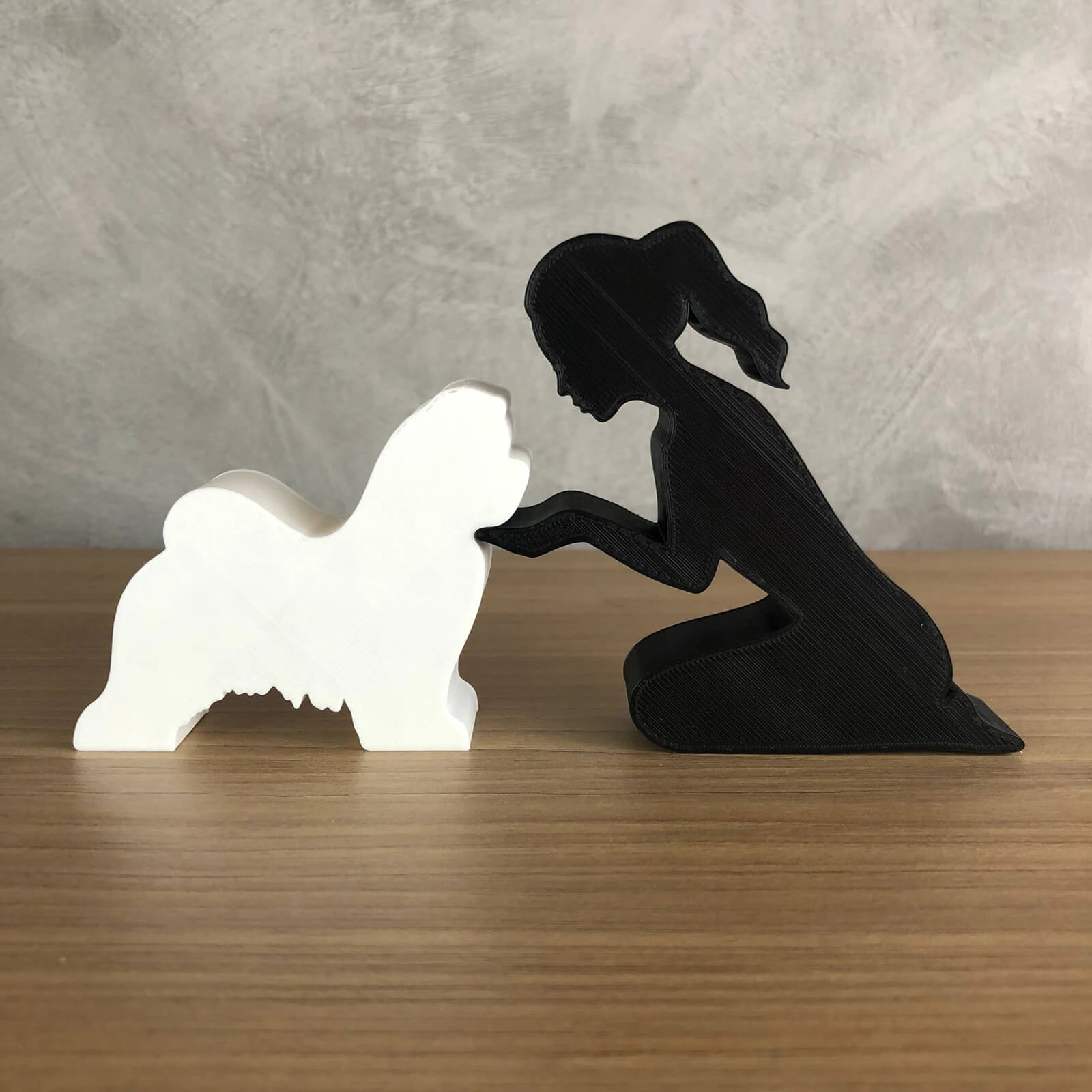 Girl and her lhasa apso - tied hair 3D Print Model .c4d .max .obj .3ds .fbx .stl .blend 