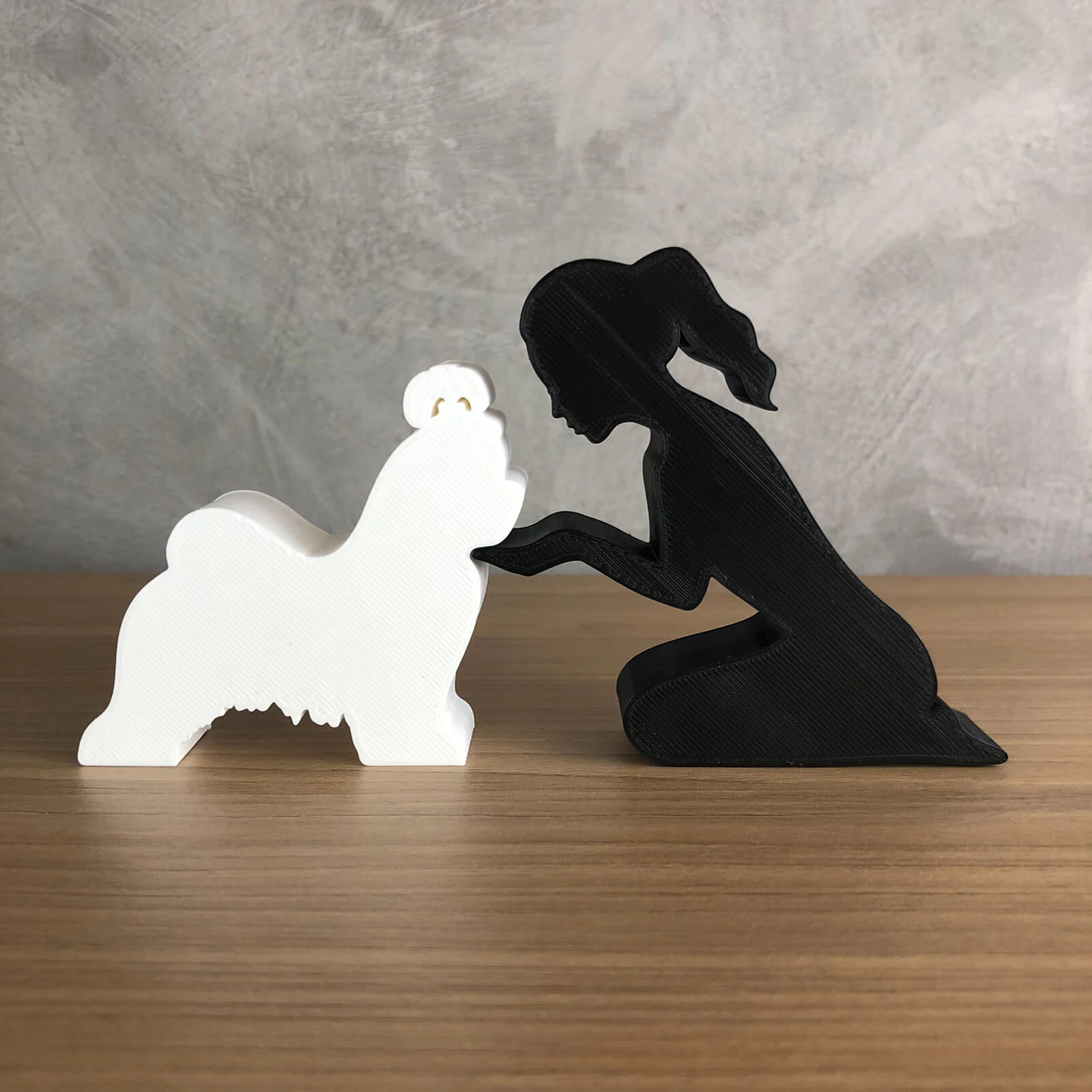 Girl and her lhasa apso - tied hair 3D Print Model .c4d .max .obj .3ds .fbx .stl .blend 