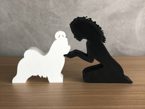 Girl and her lhasa apso - wavy hair 3D Print Model