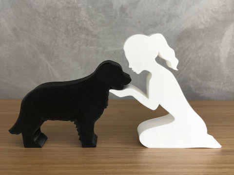 Girl and her Golden Retriever - tied hair 3D Print Model