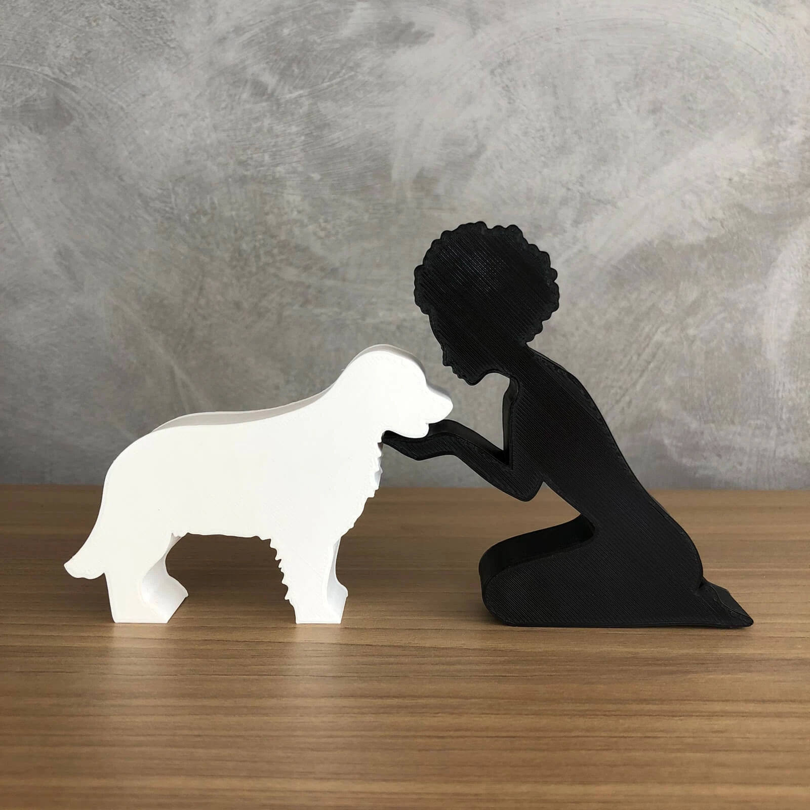 Girl and her Golden Retriever - afro hair 3D Print Model .c4d .max .obj .3ds .fbx .stl .blend 