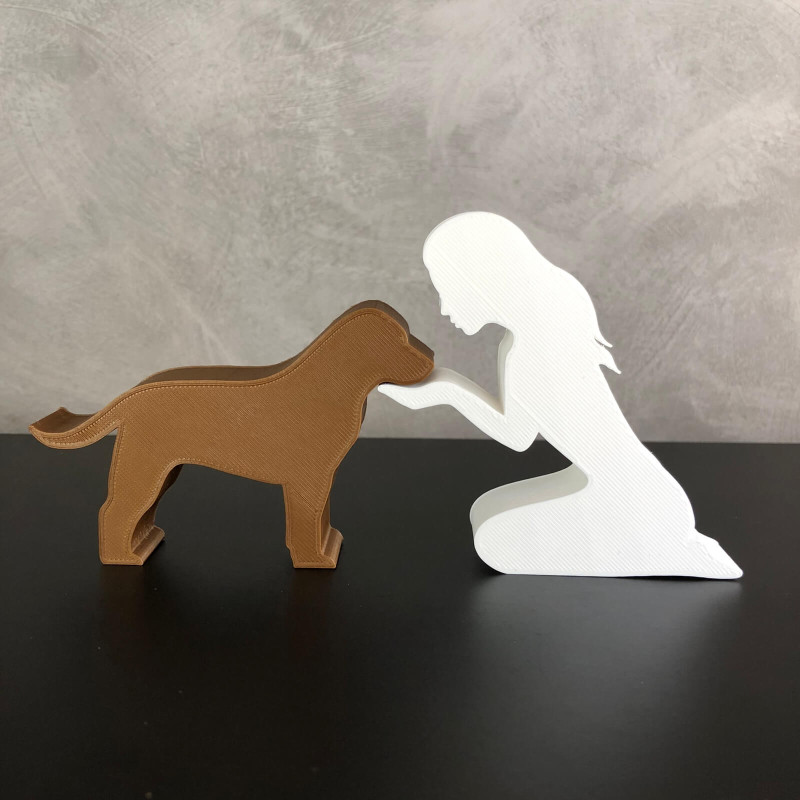 Girl and her Labrador Retriever - straight hair Modèles 3D en vedette .c4d .max .obj .3ds .fbx .stl .blend 