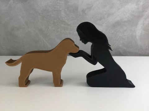 Girl and her Labrador Retriever - straight hair Modèles 3D en vedette