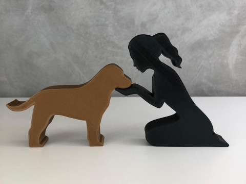 Girl and her Labrador Retriever - tied hair 3D Print Model