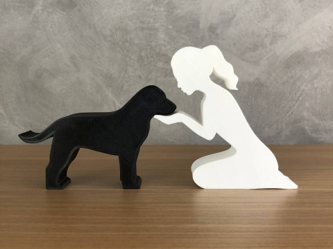 Girl and her Labrador Retriever - tied hair 3D Print Model