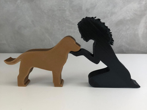 Kız ve Labrador Retriever'ı - dalgalı saç 3D Baskı Modeli