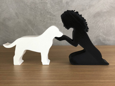 Kız ve Labrador Retriever'ı - dalgalı saç 3D Baskı Modeli
