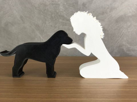 Kız ve Labrador Retriever'ı - dalgalı saç 3D Baskı Modeli