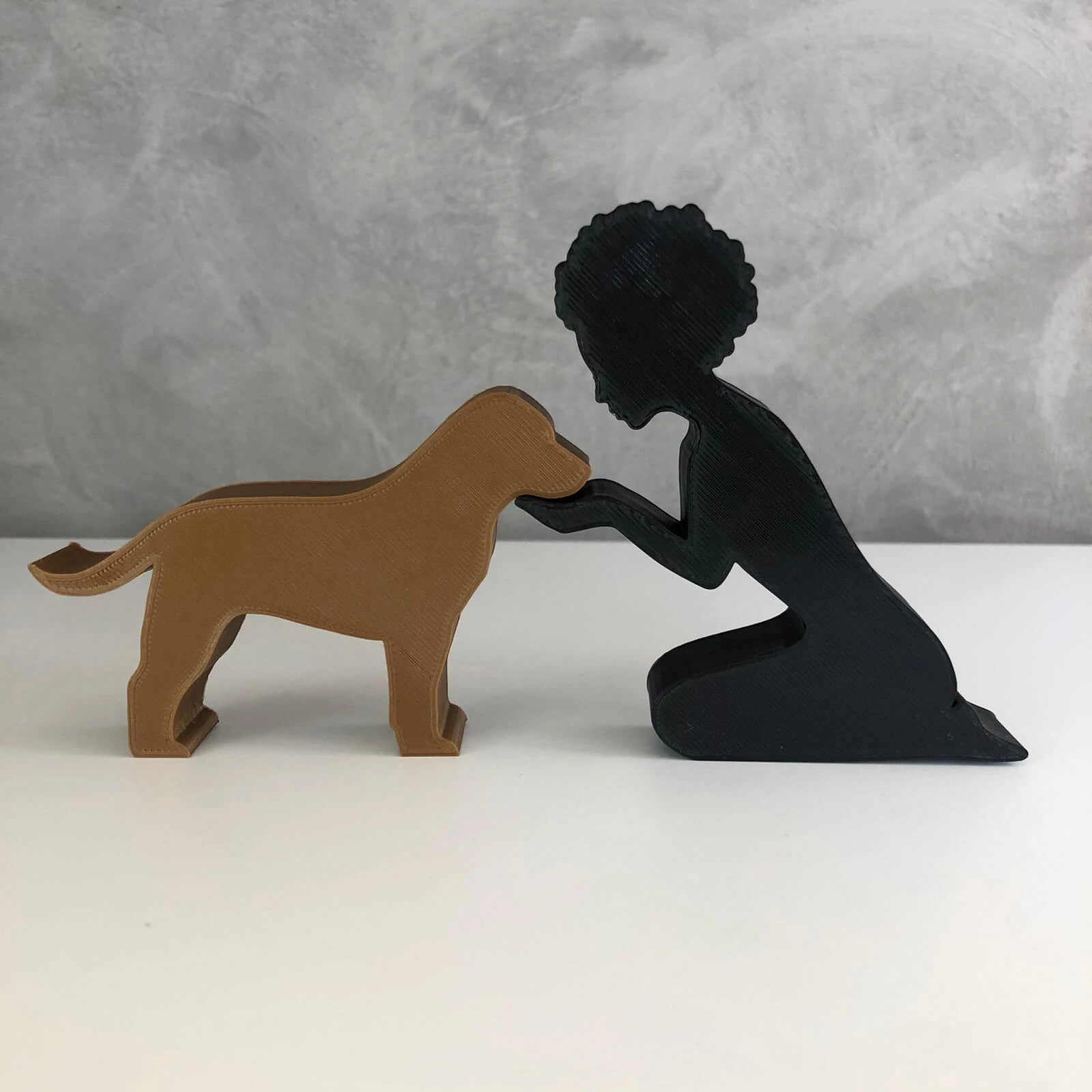 Girl and her Labrador Retriever - afro hair 3D Print Model .c4d .max .obj .3ds .fbx .stl .blend 