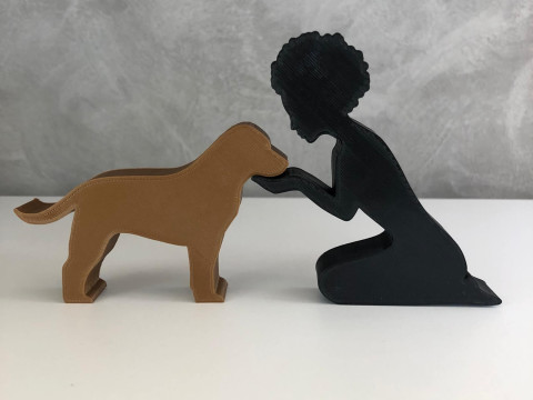 Girl and her Labrador Retriever - afro hair 3D Print Model