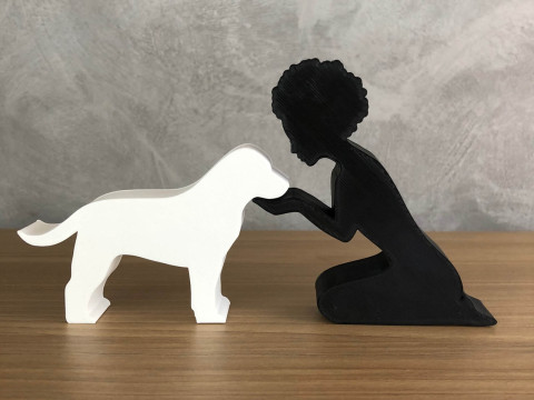 Girl and her Labrador Retriever - afro hair 3D Print Model