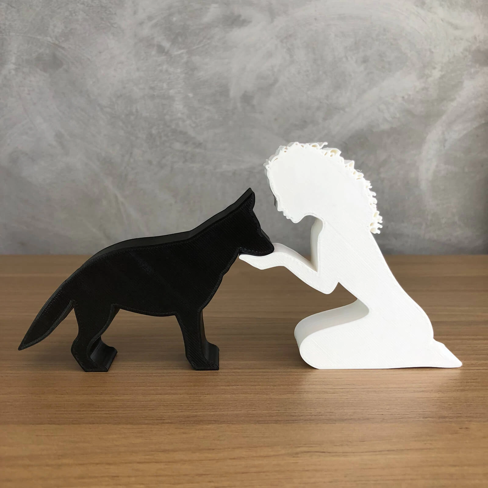 Girl and her German Shepherd - wavy hair 3D Print Model .c4d .max .obj .3ds .fbx .stl .blend 