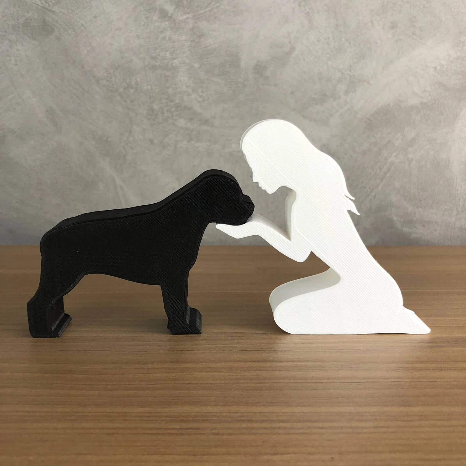 Girl and her Rottweiler - straight hair 3D Print Model .c4d .max .obj .3ds .fbx .stl .blend 