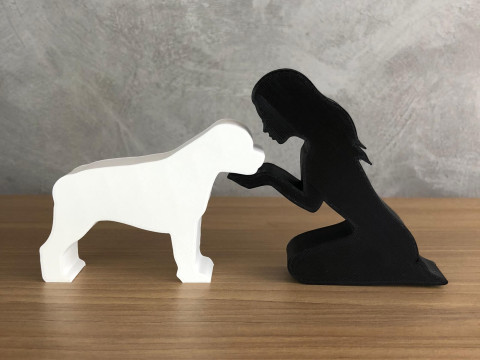 Girl and her Rottweiler - straight hair 3D Print Model
